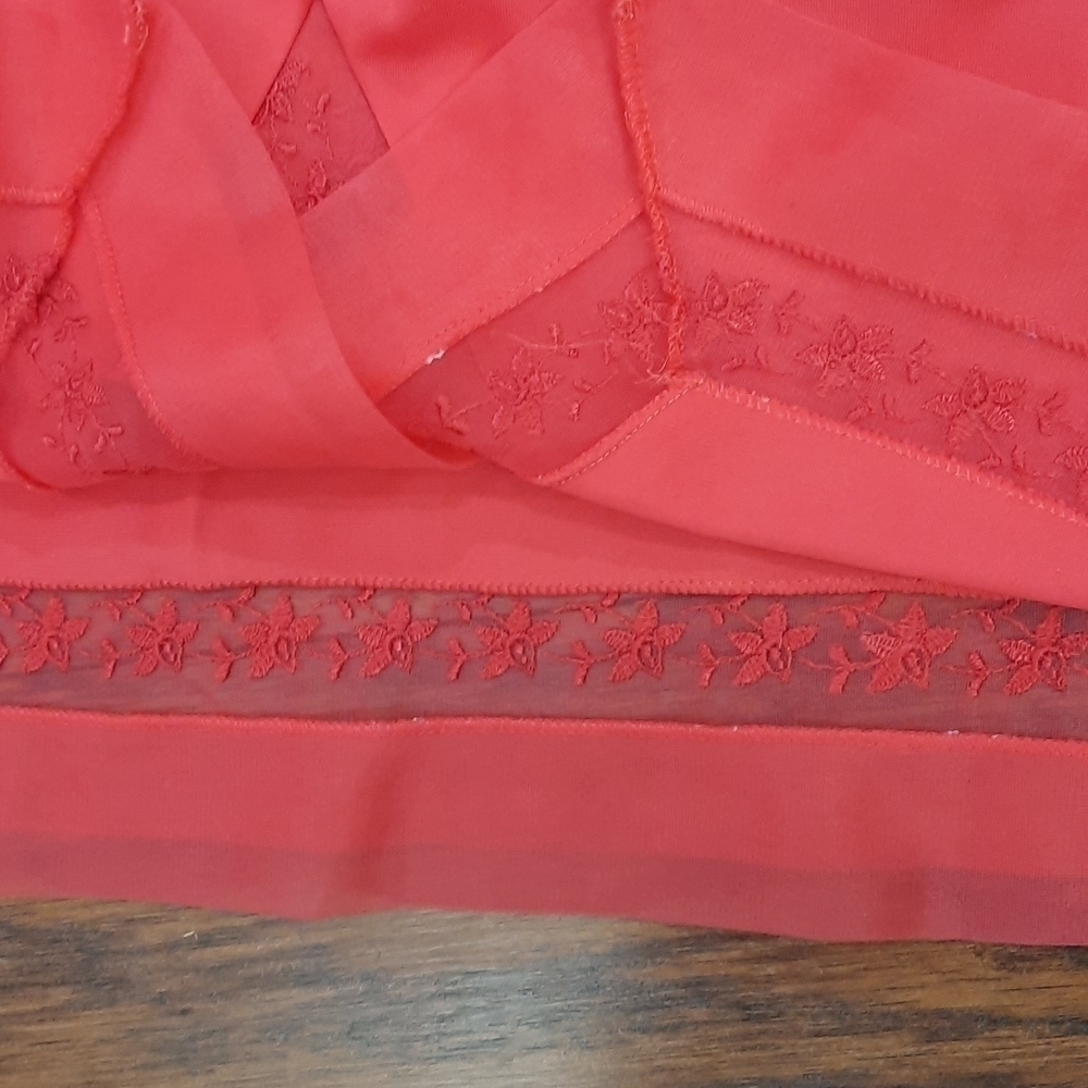 Vintage 1960's Lorraine Perfect Fit Nylon Red Midi Lace Detail Slip - Picture 3 of 8